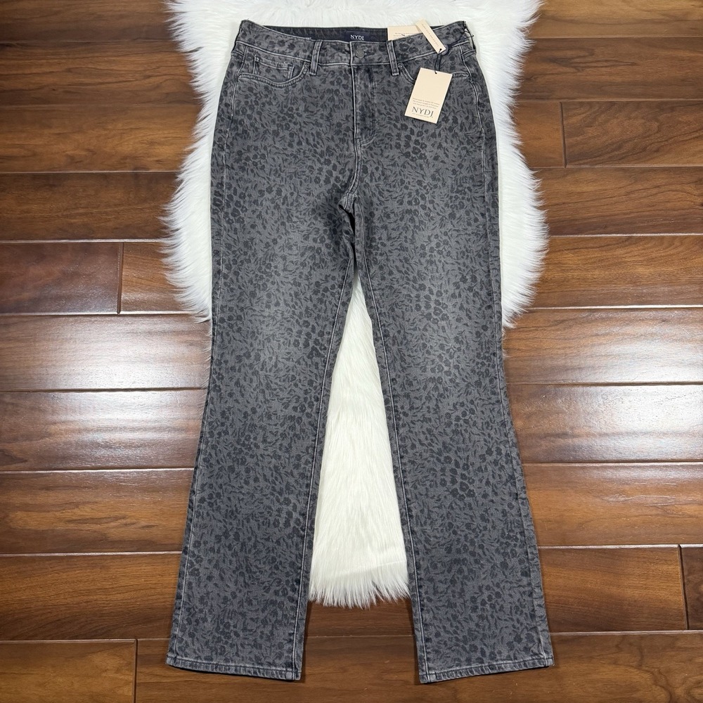 NYDJ Not Your Daughters Womens Size 10 Floral Print Marilyn Straight Denim Jeans
